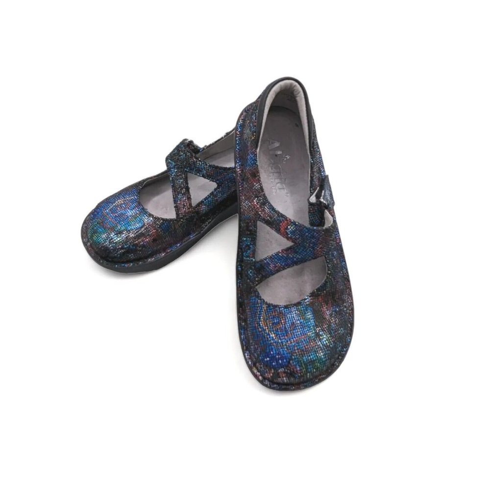 Alegria Dayna Beauty Blur Mary Jane Metallic Leather Shoes Size US 5 EU 35 - Picture 2 of 11